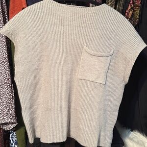 Gray Knit Sweater Vest with Pocket